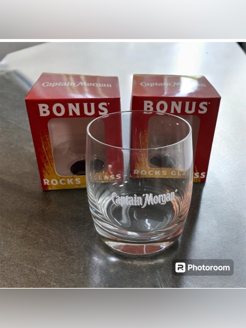 NEW Set of 2 Captain Morgan Bonus Rocks Glasses Rum Bar Whisky Drink Party